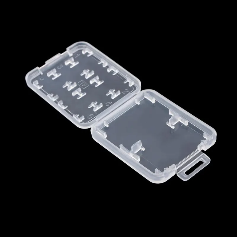 8 in 1 Protector Holder Plastic Transparent mini for SD SDHC TF MS Memory Card Storage Case 5/1pcs