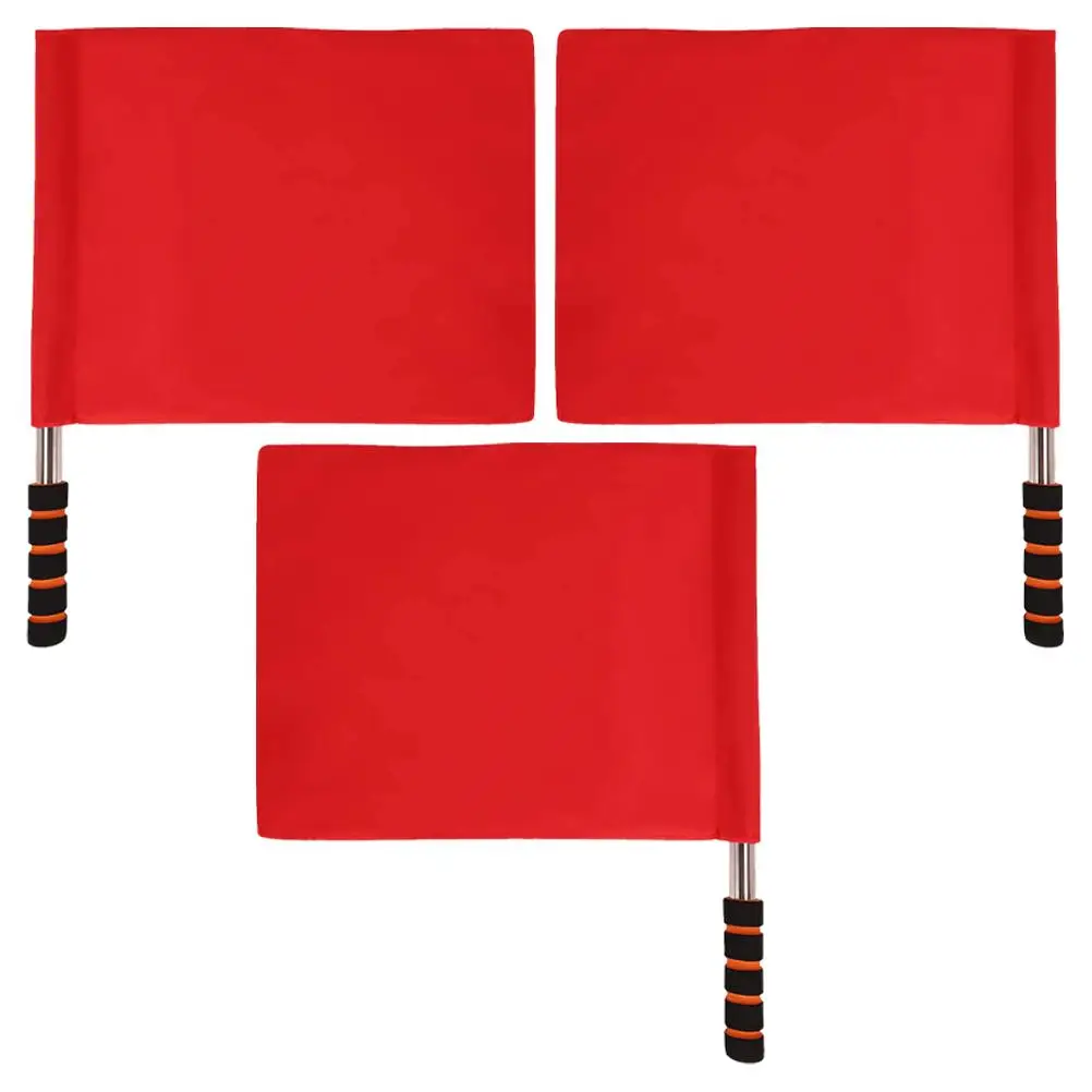 3 Pcs Competition Flag Referee Red Signal Lawn Athletic Flags Stainless Steel Judge's