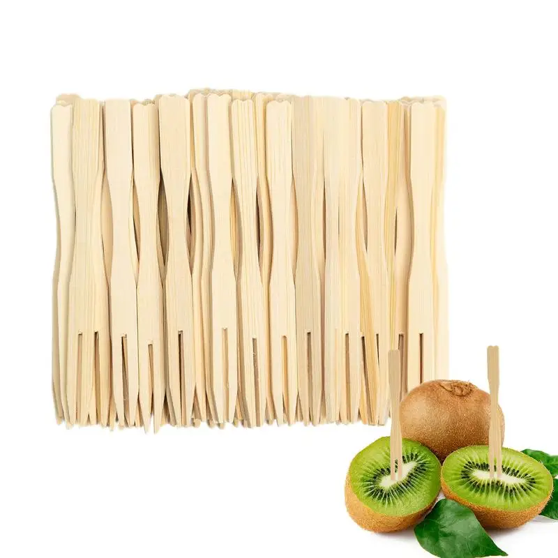 

Appetizer Forks Bamboo Fruit Forks Childrens Snacks Bamboo Forks Eco-Friendly Party Tools Wooden Fruit Picks For Wedding Party