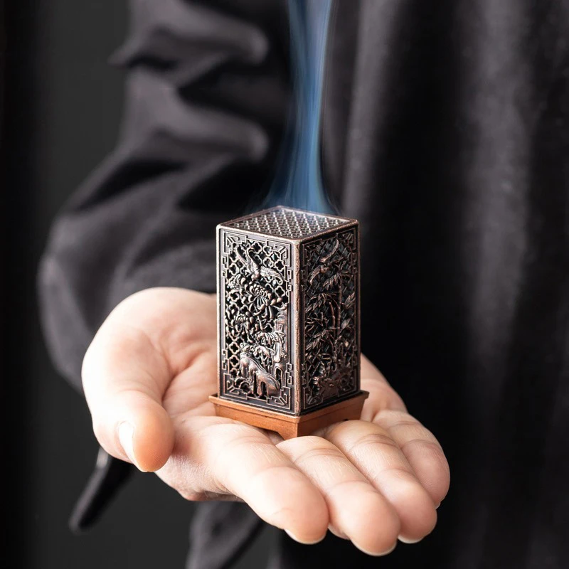 Square Vertical Incense Burner Alloy incense holder sahumerios holder Incense Cones Sandalwood Chinese Plum Inense Burners XX002 - Image 5