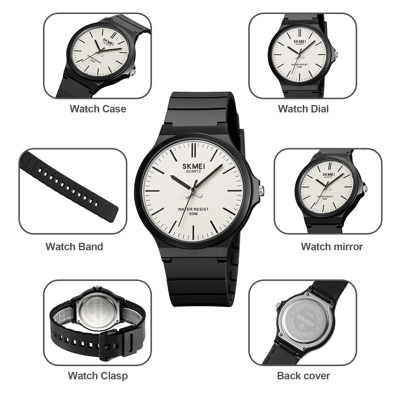 SKMEI Fashion Casual Quartz Wristwatches For Men 3Bar Waterproof Watches Male Time Clock reloj hombre 5