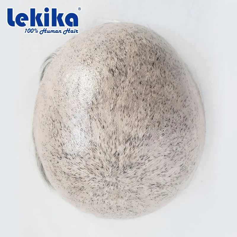 Human hair toupee Men Prosthesis 0.12-0.14mm Full Skin Man Wig 100% Human Hair System Unit Capillary Prosthesis