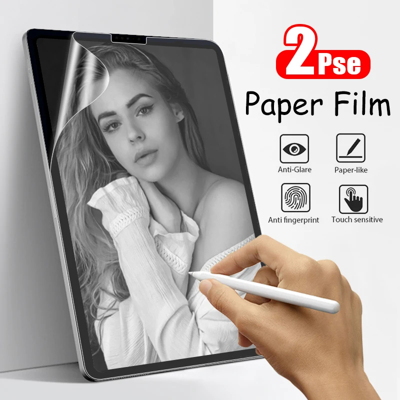 

2 шт., бумажная пленка для Ipad Pro 11 12,9 12 9 10-го поколения, Защита экрана для Ipad Air 5 4 3 2 1 Mini 6 7th 8th 9th 10,2