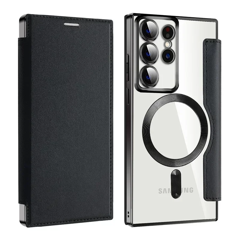 Premium Flip Leather Card Slot MagSafe Wallet Phone Case with Magnetic Wireless Charging