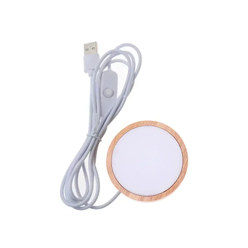 Round Wooden LED Night Light Base Image 13