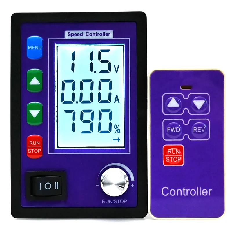 DC Motor Speed Controller Motor Speed Controller Electric Motor Speed Controller Forward Reverse 0~ adjustable DC 10-55V DC Motor Speed Controller PWM 12V 24V 48V Voltage Amp Display Remote control