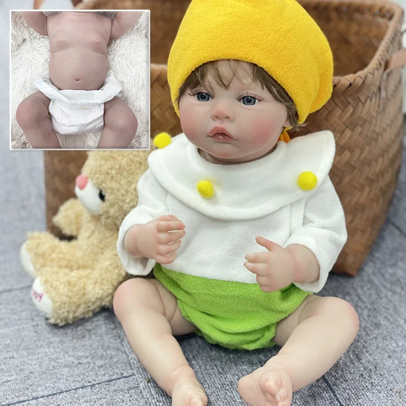 

19Inch Meadow Full Body Collectible Art Doll Soft Silicone Bebe Doll waterproof Bath Toy Girl Doll Hand Detailed Painting