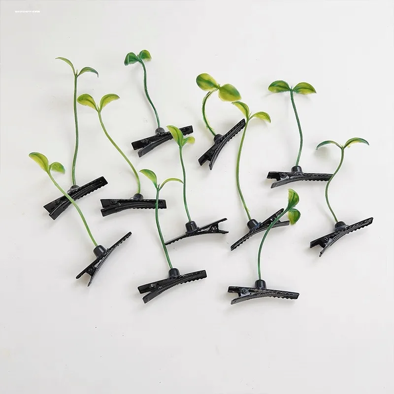 5-100pcs Grass Style Hair Clips Cute Sprout Plant Hairpins Novelty Hair Accessories for Women Girls Party Cosplay Funny Headwear