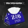 Custom Zeta Phi Beta Sorority Logo Facial Tissue Box Cover Rectangular Greek Letter 1920 PU Leather Tissue Box Holder for Office 5