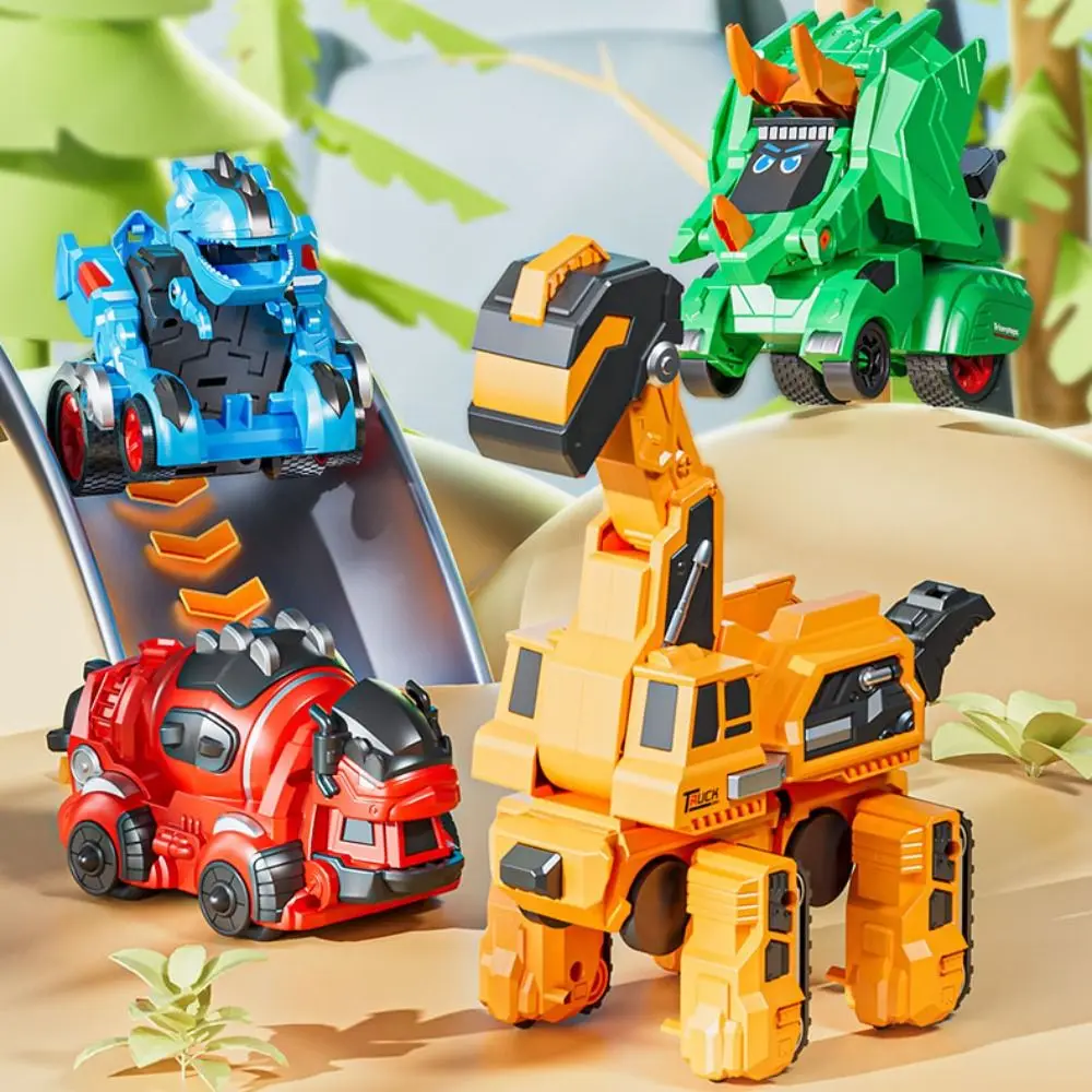 Automatic Inertial Dinosaur Engineering Vehicle 2 In 1 Deformation Car Dinosaur Excavator Engineering Car Plastics Car Model multifunctional music and lighting robot can automatically transform dinosaur model inertial sliding electric kids toy car gift