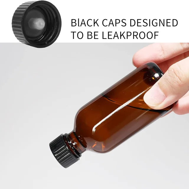 바닐라 추출물과 에센셜 오일을 보관하고 보호하는 데 이상적인 앰버 보스턴 원형 유리병