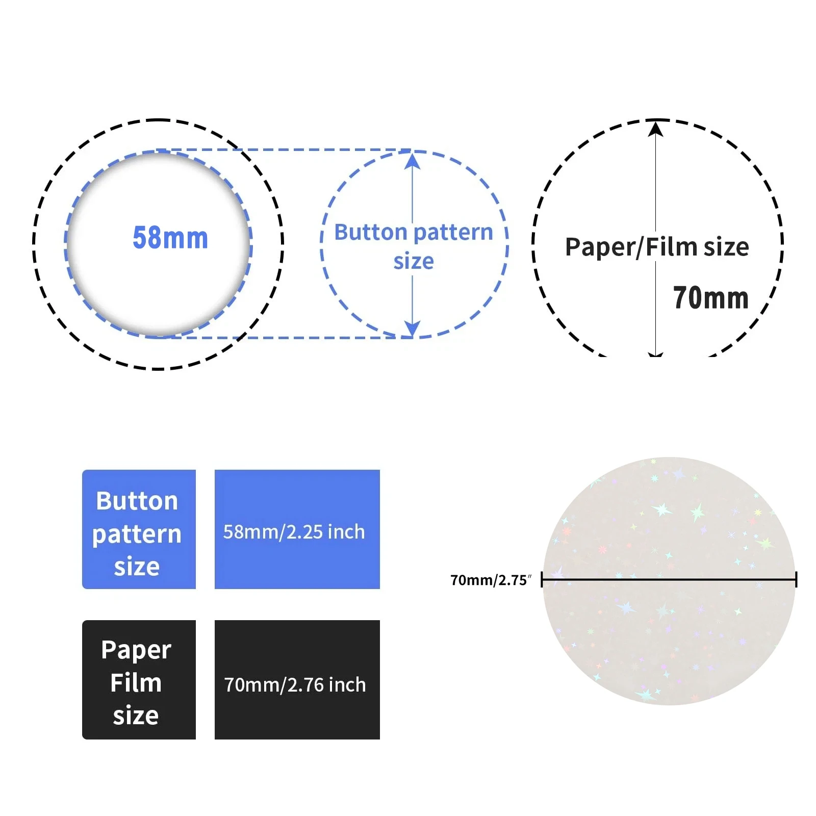 58mm Transparent Film Button Parts Clear Protective Plastic Film DIY Badge Pin Materials for 58mm Circle Badge Making 100/200Pcs