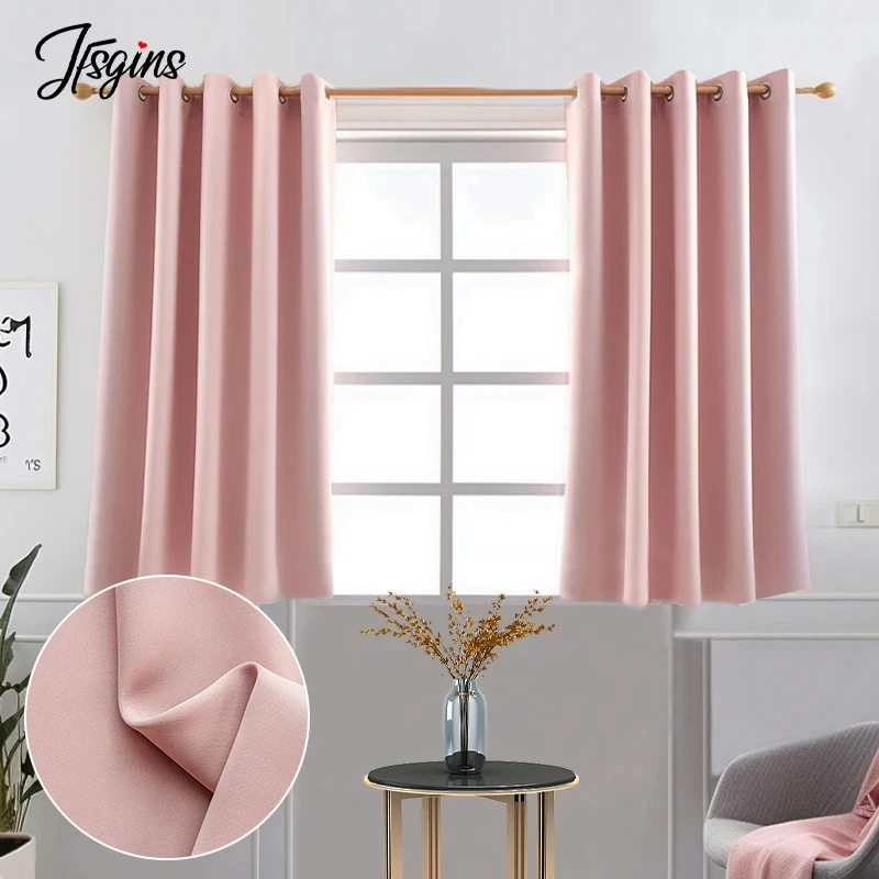 Solid Color Blackout Short Curtains for Windows Bedroom Curtain in the Kitchen Small Size Drapes Tende Custom High Shading Decor 1