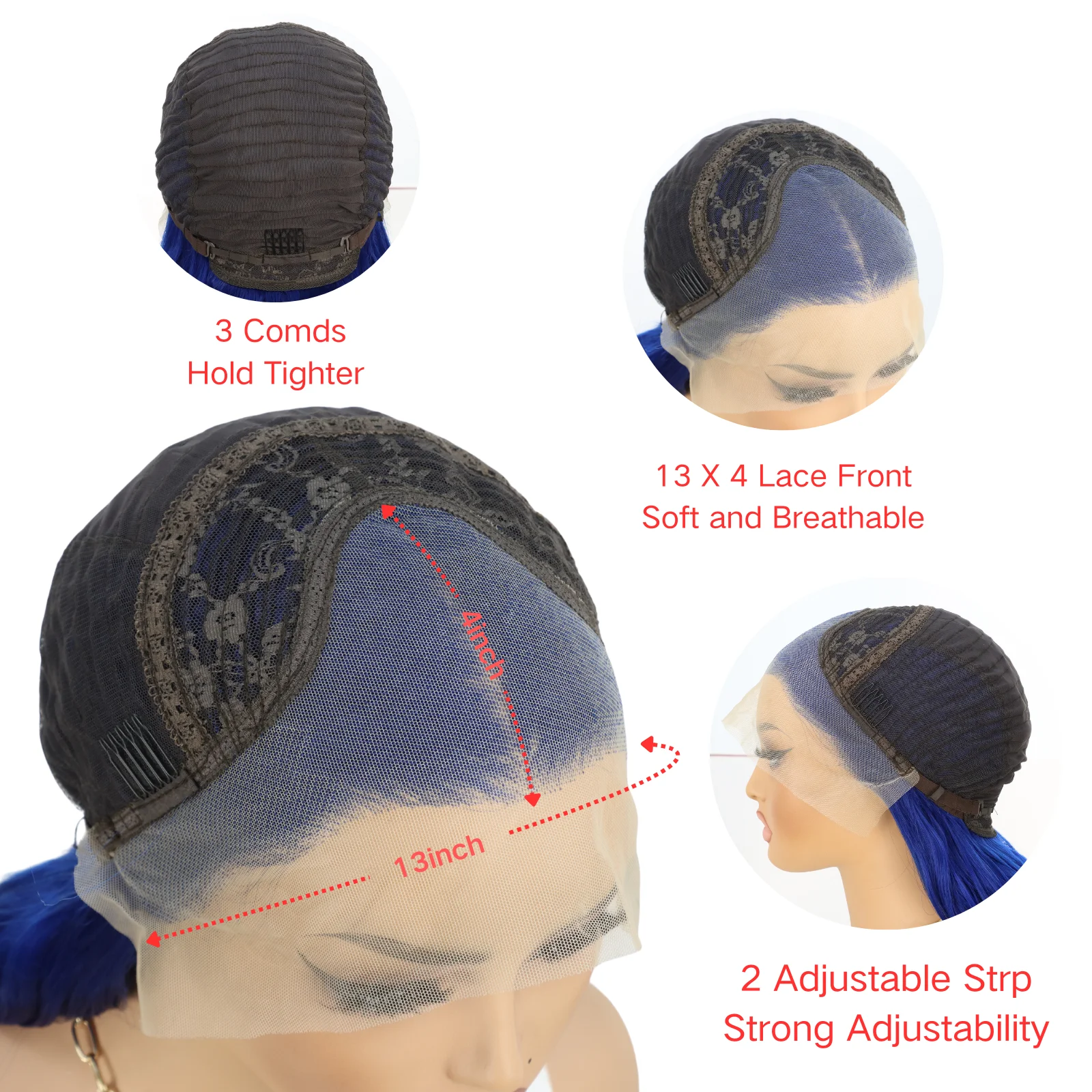 Dark Blue Wig Blue Lace Front Wig Pre Plucked Long Body Wave 13x4 Lace Wig Navy Blue Colored Synthetic Lace Front Wig 26 Inch