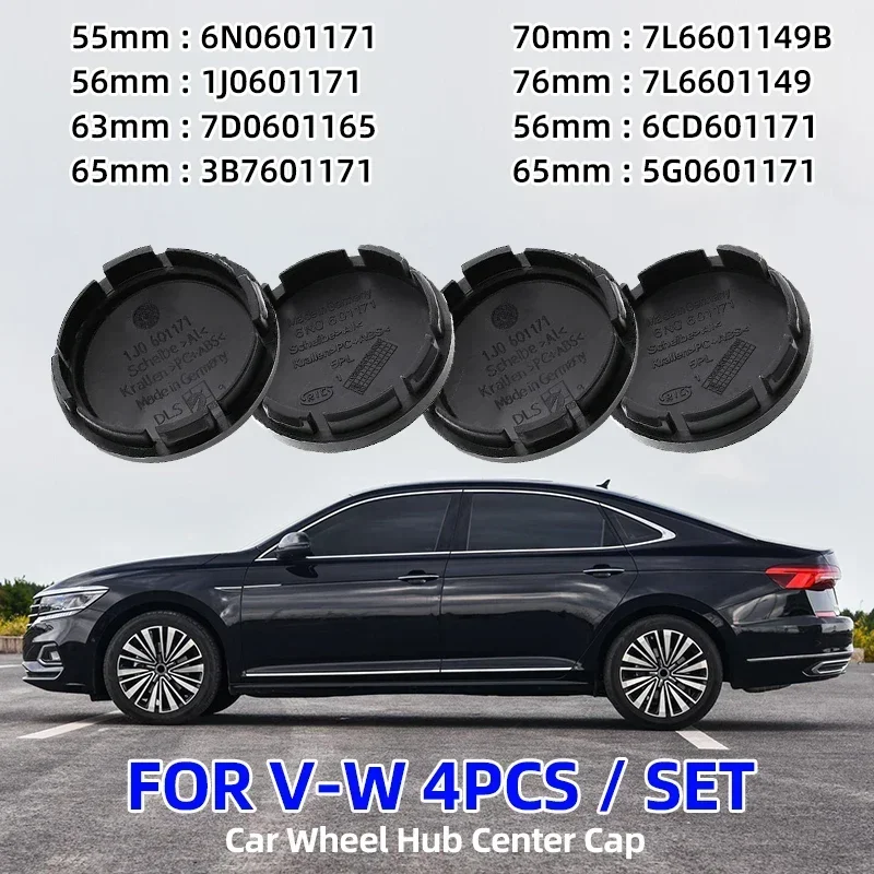 56Mm 55Mm 65Mm 70Mm 4 Pz/Set Car Styling Wheel Center Hub Caps Badge Per Vw Volkswagen Beetle Caddy Golf Polo Sagitar Gti Tiguan