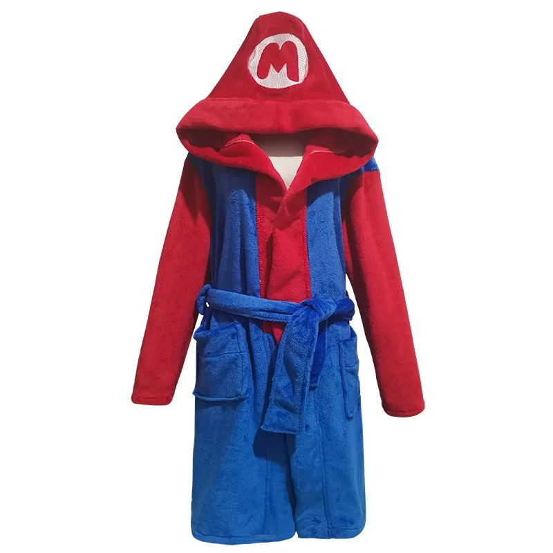 Super Marios Bros Baby Bathrobe Anime Figure Luigi Cosplay Boys Girls Flannel Pyjamas Bathrobes Man Women Sleepwear Baby Towel