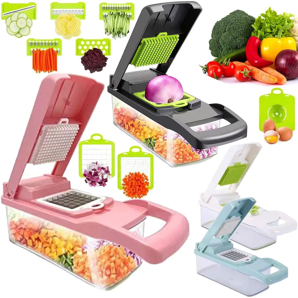 Multifunctional Vegetable Cutter Slicer Carrot Potato Grater Onion Chopper 12 In 1 With Drain Basket Kitchen Fruit Food Gadgets