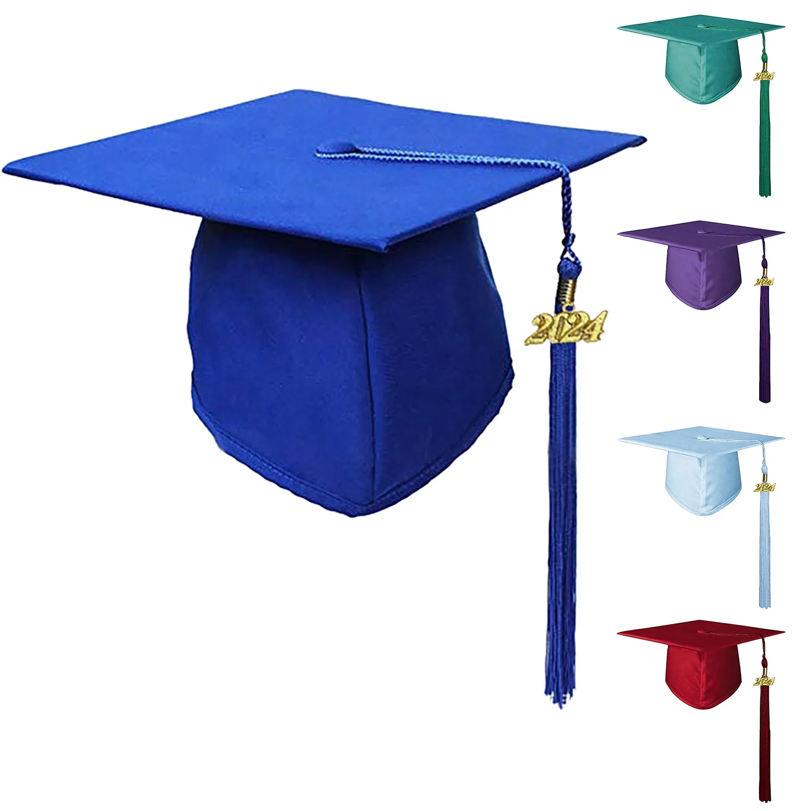 

2024 Graduation Hat Black Adult Bachelor Caps with Tassels University Master Congratulation Graduation Party Decoration Supplies