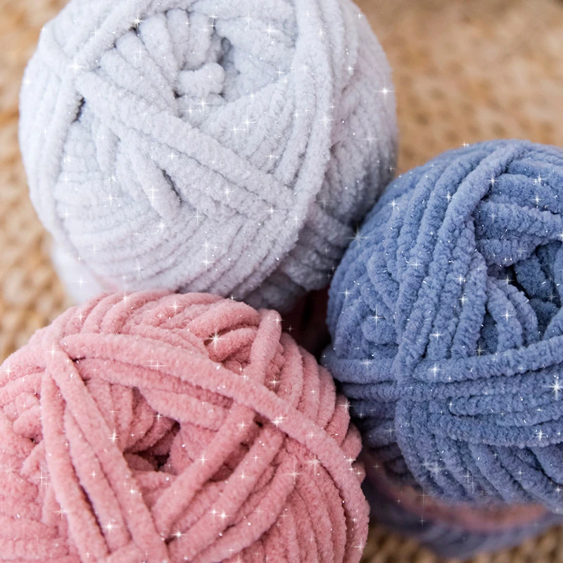 50g/Ball 4.5mm 59M Chunky Knitting Yarn for DIY Handmade Dolls Blankets Scarves Soft and Shiny Ice Yarn for Crafting Plush Toys 5