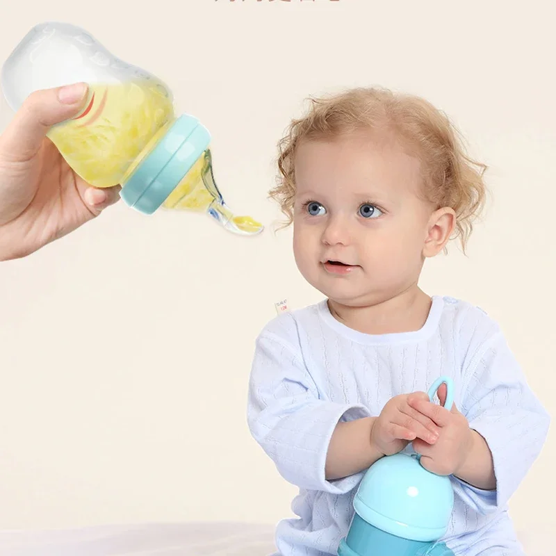 3In1 Safe and Practical Silicone Baby Bottle with Spoon Food Supplement Rice Cereal Bottle Squeeze Spoon Milk Feeding Bottle Cup 6