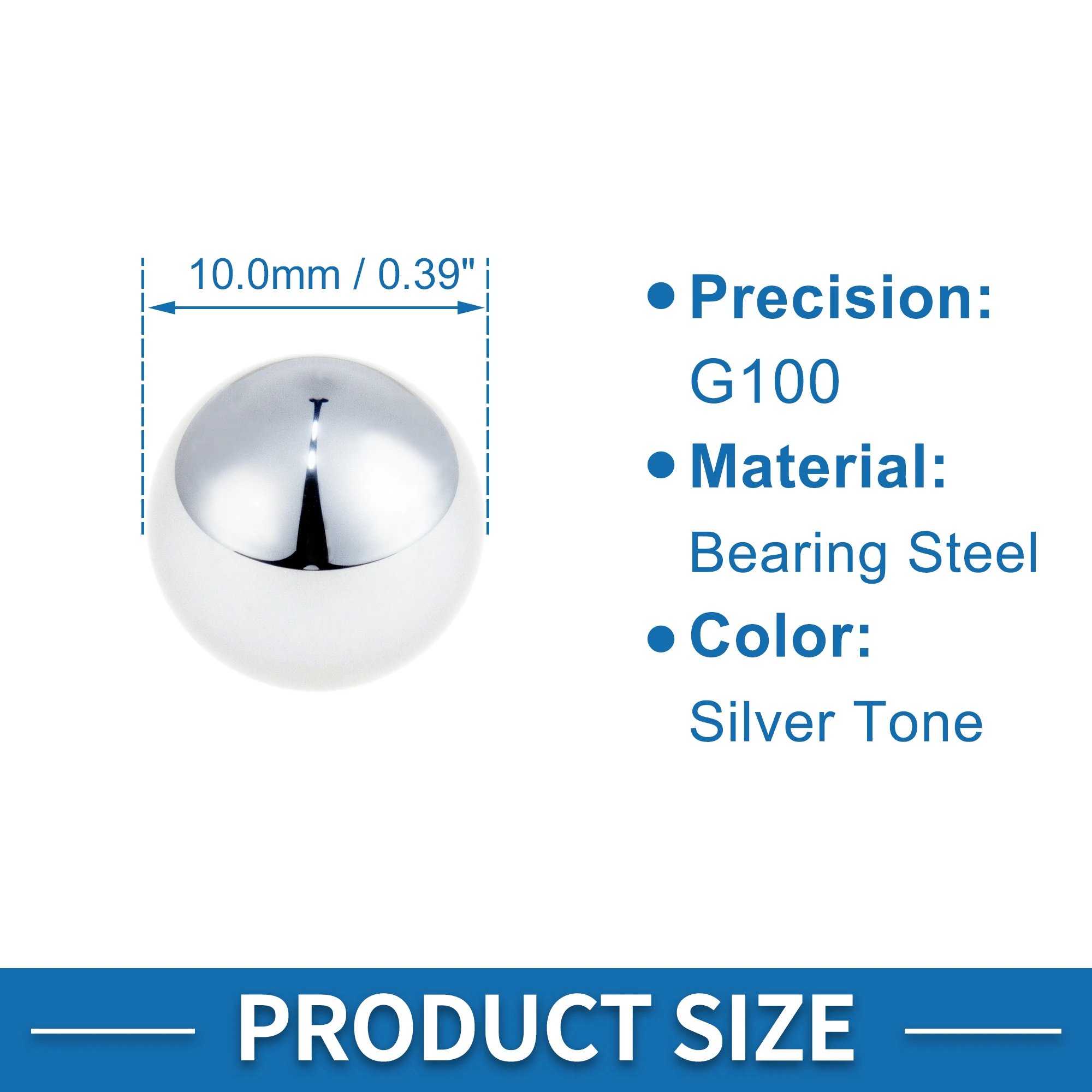 X Autohaux 10.0mm 베어링 볼 베어링 스틸 G100 정밀 볼 실버 톤 100개