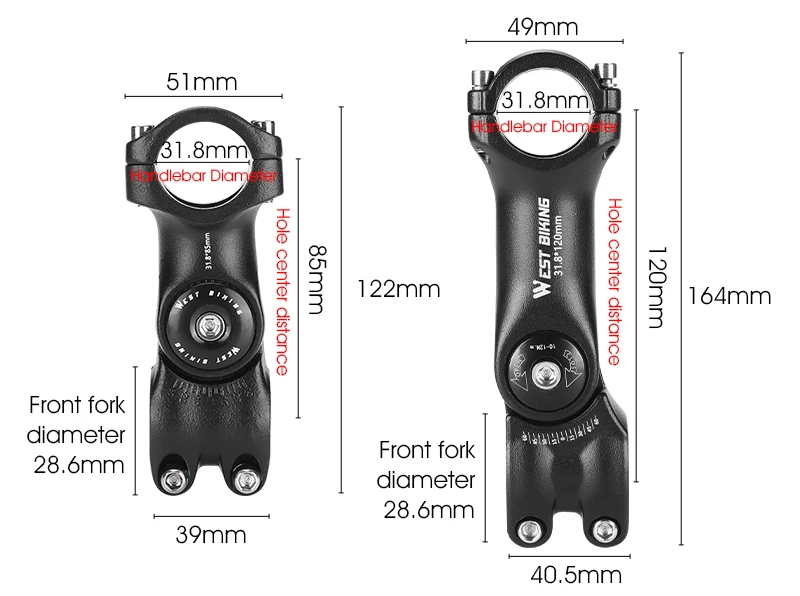 Description Picture 6 of itemAdjustable Angle Bicycle 25.4/31.88mm Handlebar Stem Riser Aluminum Alloy Front Fork Stem Adapter Mountain Bike Stem Accessories