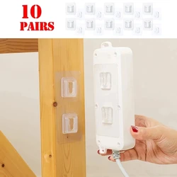 10-Pack Transparent Cable Organizer Hooks with Double-Sided Adhesive (1 Pair)