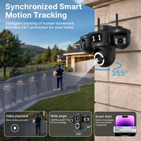 Caméra IP WiFi extérieure WONSDAR ICSEE à trois écrans, caméra de sécurité domestique PTZ, surveillance CCTV, détection humaine par IA 4