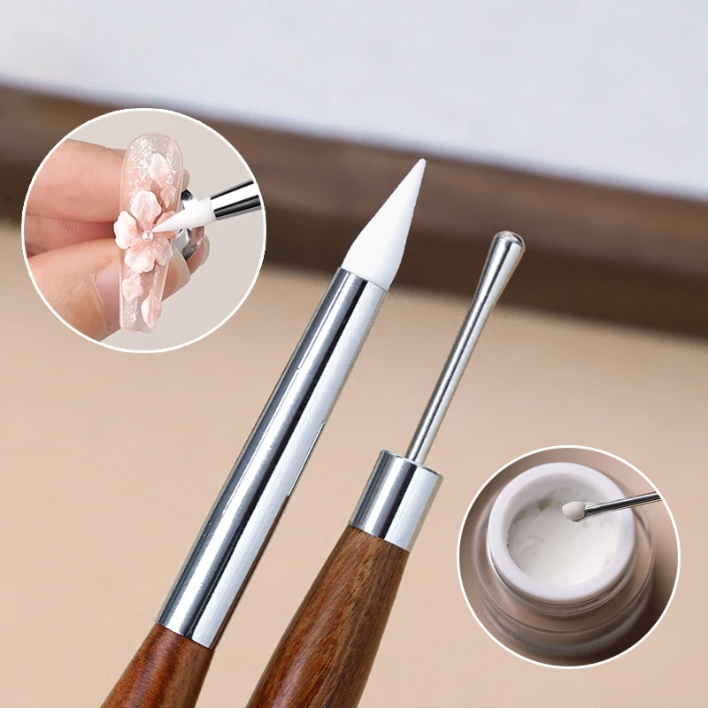 Double-ended Silicone Press Pen Flower Painting Nail Art Tools Nail Art Pens Nail Art Brushes Nail Brushes Gel Nail Tools Nail Cleaning Brush Silicone Applicator Sticks for Manicure Tips