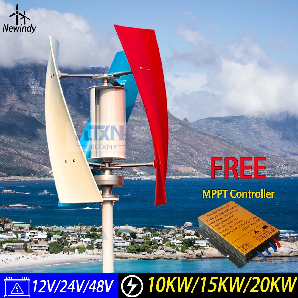 Éolienne 2000W – 12/24/48V – Avec Régulateur MPPT – Moulin à Vent – Neuf