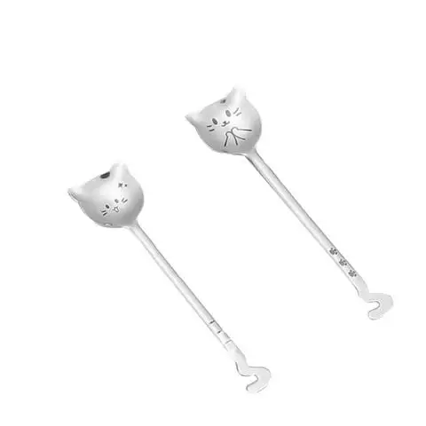 

2pcs Creative Coffee Spoon 304 Stainless Steel Cat Spoon Cute Cat Long Handle Teaspoon Bar Tableware