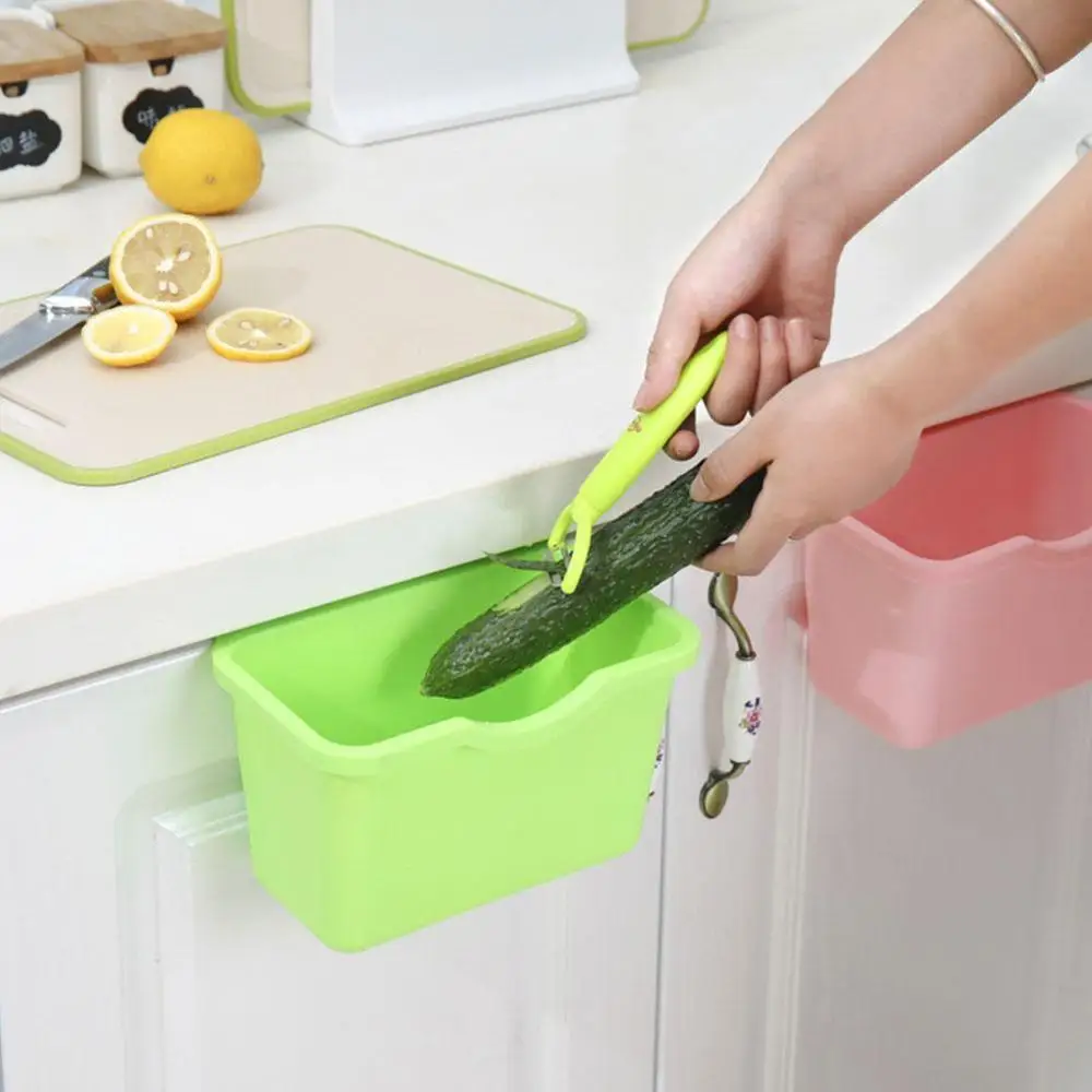 

Kitchen Cabinet Plastic Basket Hanging Trash Can Waste Bin Garbage Box Multipurpose Desktop Storage Trash Can Storage Holder