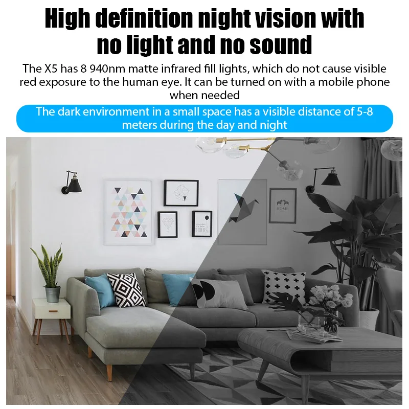 Mini Camera Intelligent WiFi Wireless Monitoring Camera Home Indoor Night Vision Safety Protection Remote Camera Video Recorder