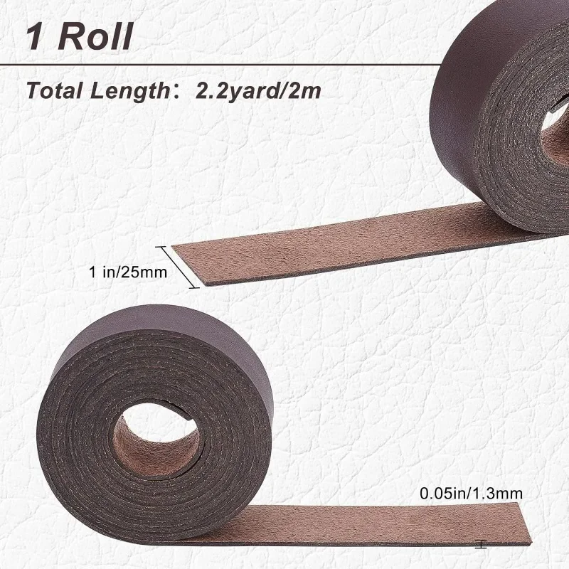 Leather Fabric 1Roll PU Leather Strap Strip 1 Inch Wide 79 Inch Long for DIY Crafts