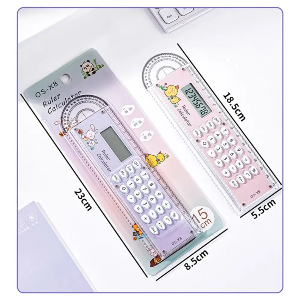 내구성이 뛰어난 3-in-1 각도기 내장 다기능 자 15cm 계산기 자 선물용