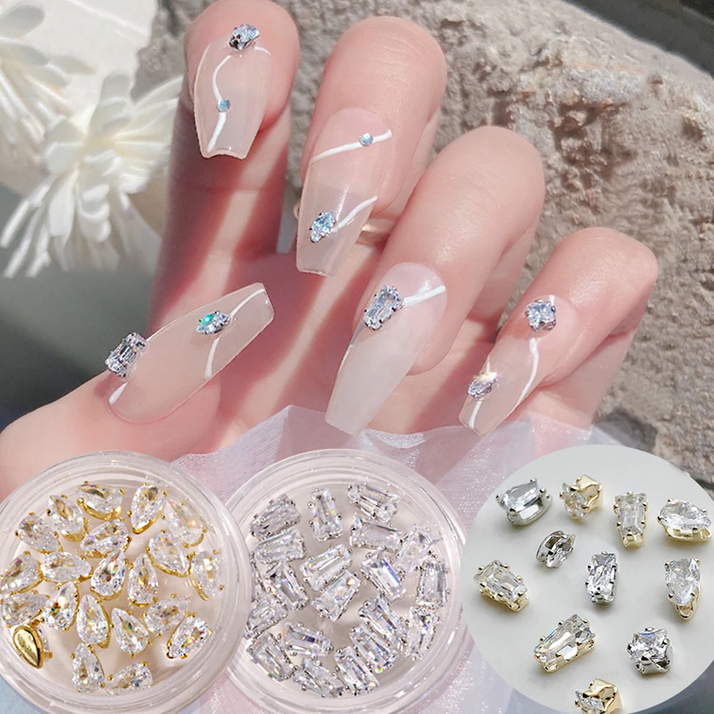 20Pcs Nails Decoration Mini Flatback Diamonds Rhinestones Nail Jewelry Horse Eye Water Drop Shaped Deisgner Gems Manicure Tools