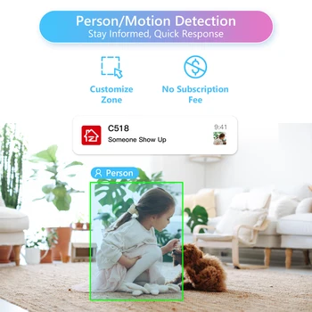 ZOSI Indoor Pan/Tilt Smart Security Camera C518 2K 360 Degree Baby Pet Monitor 2.4G/5G Dual-Band WiFi Home Cam with Phone APP 5