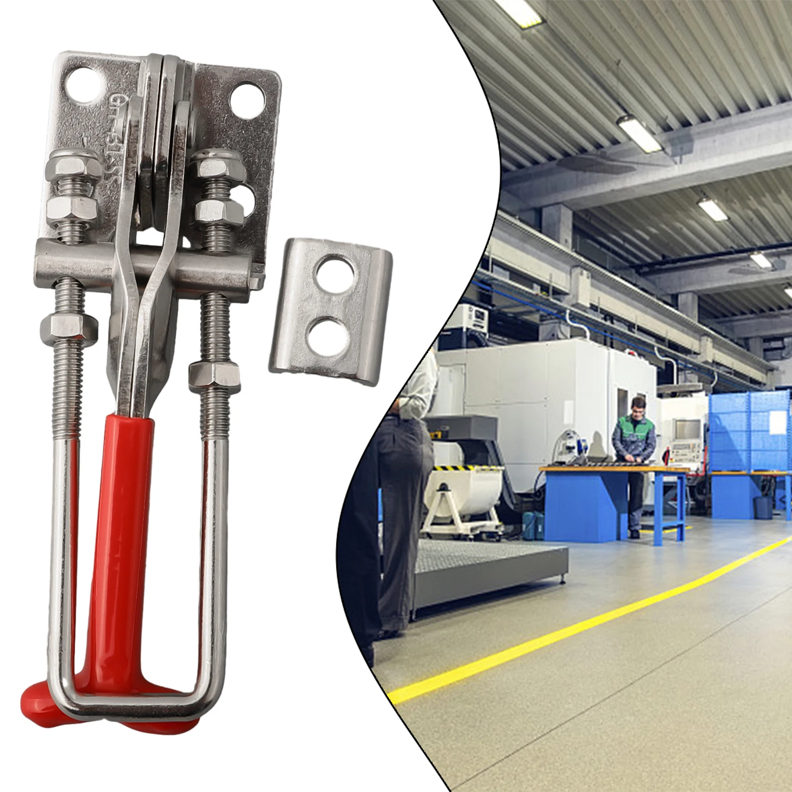 

Утолщенный листовой шарнирный зажим, регулируемая ручка, пряжка, зажимы, защелка, U-образный болт, нагрузка 200 кг, самоблокирующийся рычажный зажим