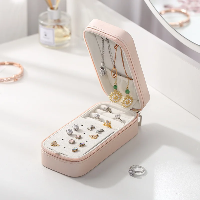 

New Minimalist Portable Jewelry Box Earring Necklace Jewelry Box Light Luxury Fashionable High-capacity Double Layer Storage Box