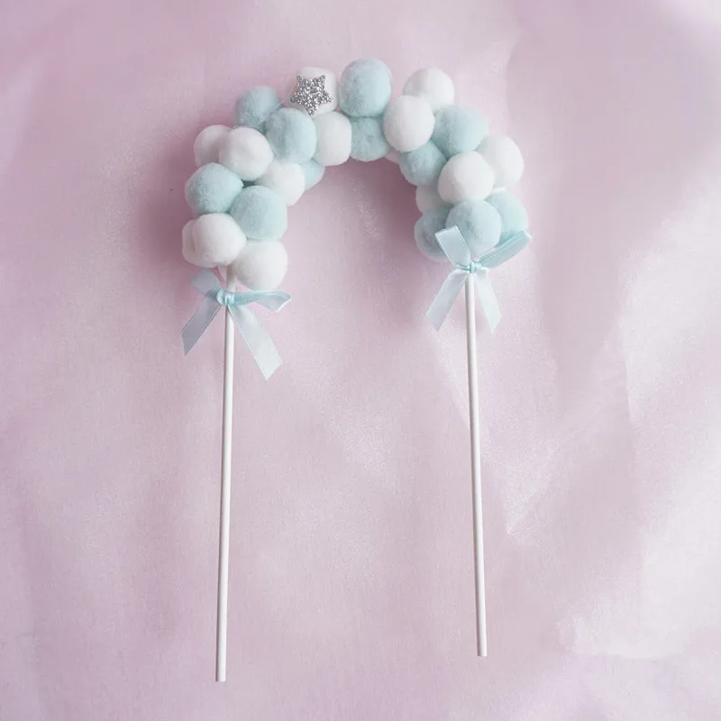 Description Picture 6 of itemColorful Archway Cake Topper Flags Fuzzy Ball Birthday Wedding Cupcake Toppers Party Baby Shower Cake Decor DIY