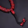 12"Tibetan Temple Collection Old Gabala Carving Red 108 Buddha Beads Necklace Pendant Amulet Dharma Worship Hall Town house 3