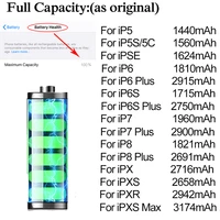 Wysokiej jakości 0 cykli baterii dla iPhone 5S 5C SE 6 6S 7 8 Plus 4 4S 5 X XR XS 11 Pro Max dla Apple SE2 iPhone7 iPhone8 5