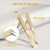 Lashtalk Precision Fiber Tip Tweezer Eyelash Extensions Diamond Grip Anti-Slip Premium Gold Stainless Steel Makeup From Nagaraku 2