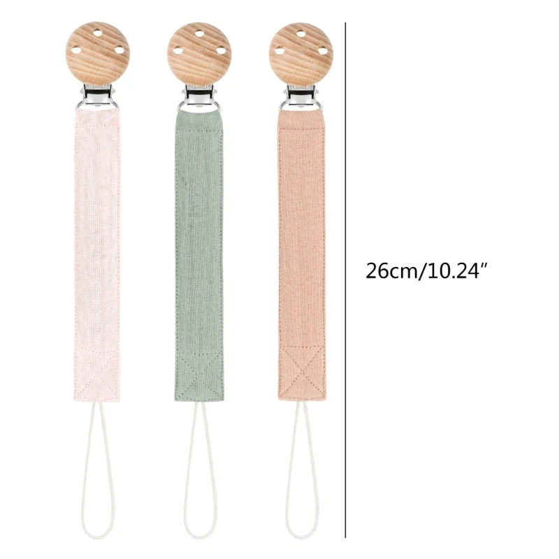 Pacifier Clip Pacifier Leashes Holder Chain Fabric Set Clip Teething Toy with Wood Clip for Toddlers Kid