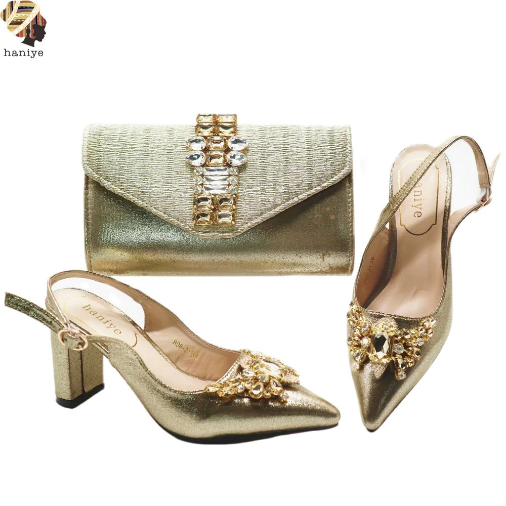 

Pointy High Heeled Shoes With Solid-colored Bag Shoes Matching Bag Set In High Quality Designs Iitalian Style