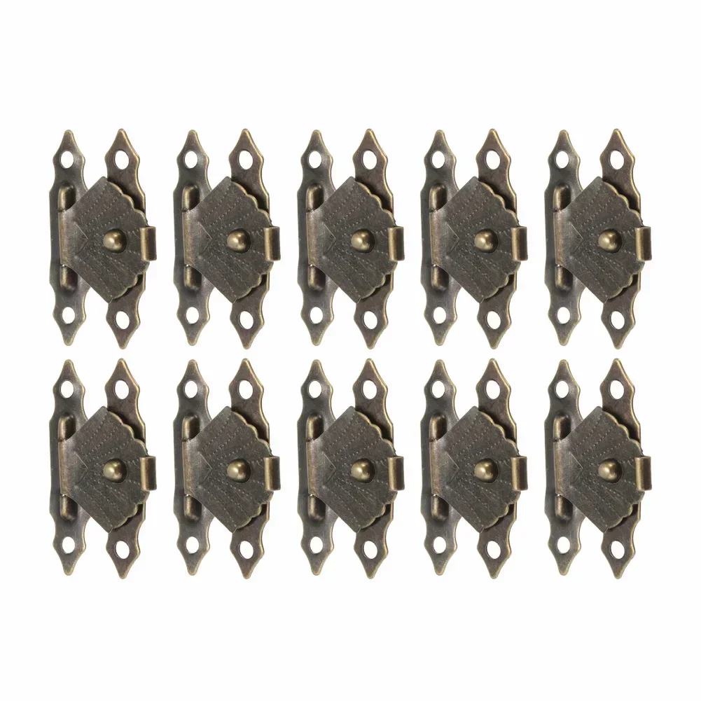 10Pcs Vintage Wooden Box Decorative Latch Antique Bronze Iron Jewelry Box Padlock Hasps Latch Clasp Lock Wooden With Screws