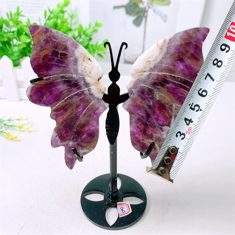 

Natural Dream Amethyst Butterfly Wings Crystal Carving Gemstone Crafts For Girl Birthday Present Decorations Gift 1pair