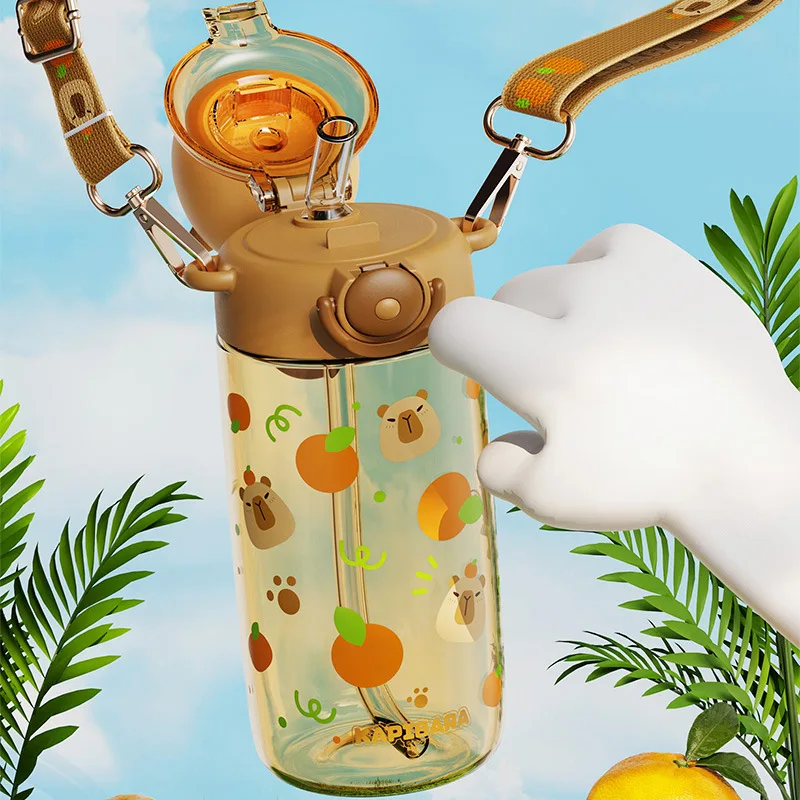Kawaii High Quality Capybara Tritan Bottles Material Water Cup Kids Portable kapibara Sditch Stress Relief Weddings Gifts