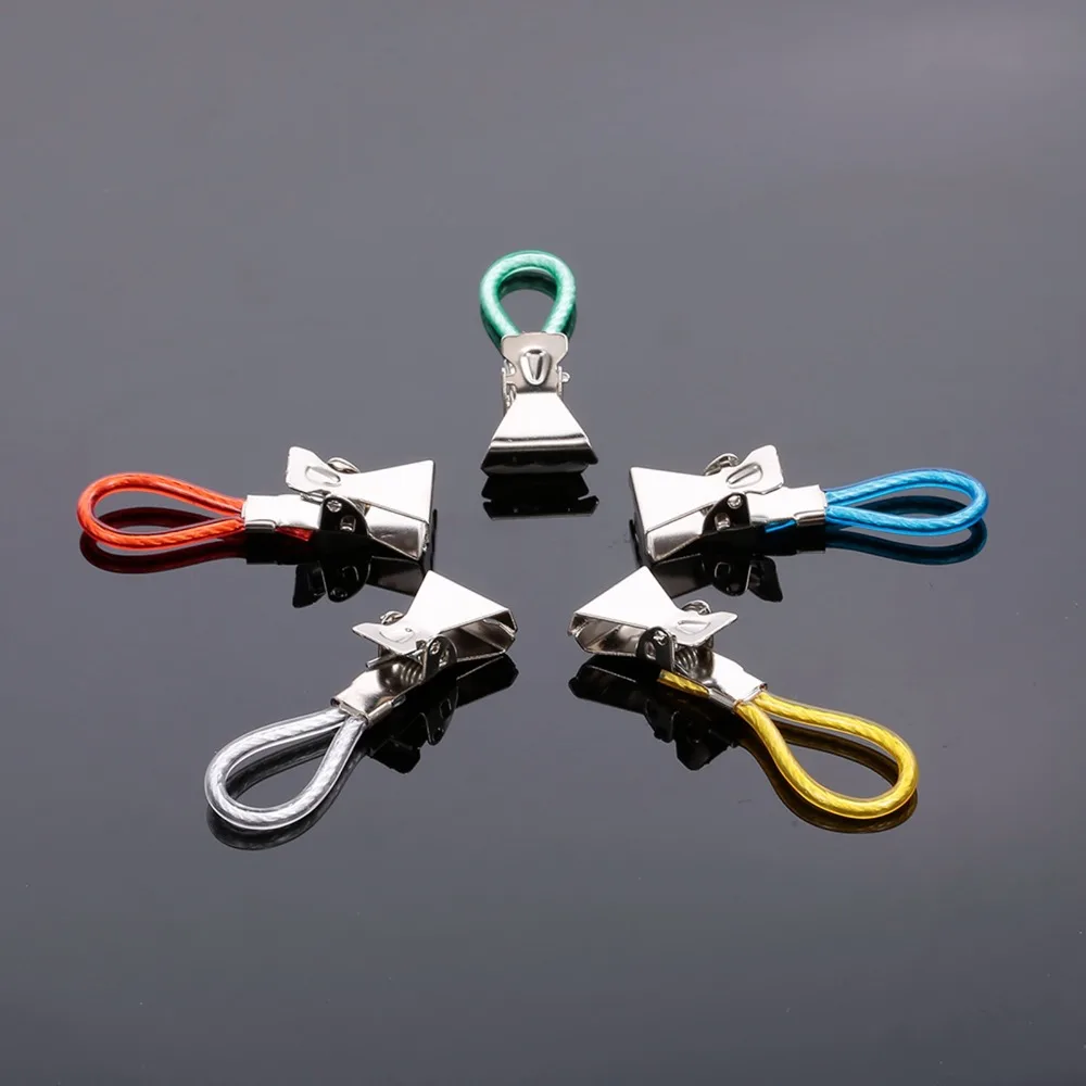 5 PCS / 10 PCS 스테인레스 스틸 티 타월 클립 다채로운 빨래집게 스타일 핸드 타월 걸이 클립 교수형 루프 디자인 다목적