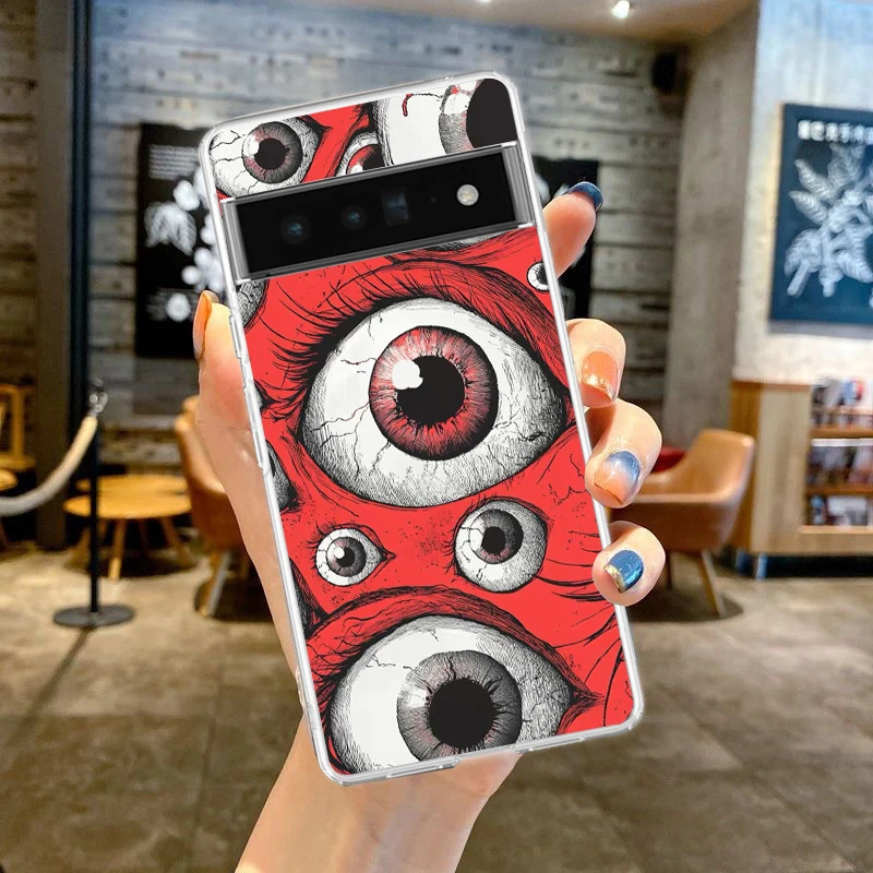 Clear TPU Phone Case with Scary Devil Eye Pattern
